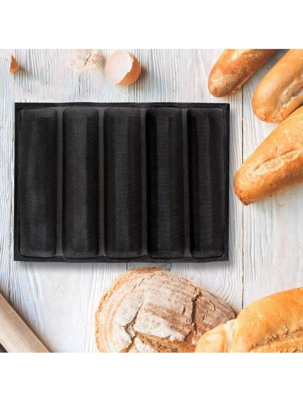 Fetesur Silicone Bread Forms - Black 6-Slot Bread Baking Tray NWT